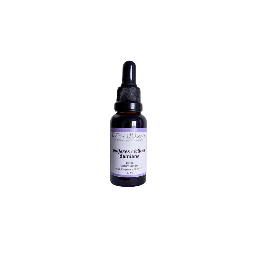 Damiana drops. 100% natural. Helps regulate the cycle and relieve menstrual cramps in young women. Improves mood and reduces lack of motivation. An ally for healthy menopause.