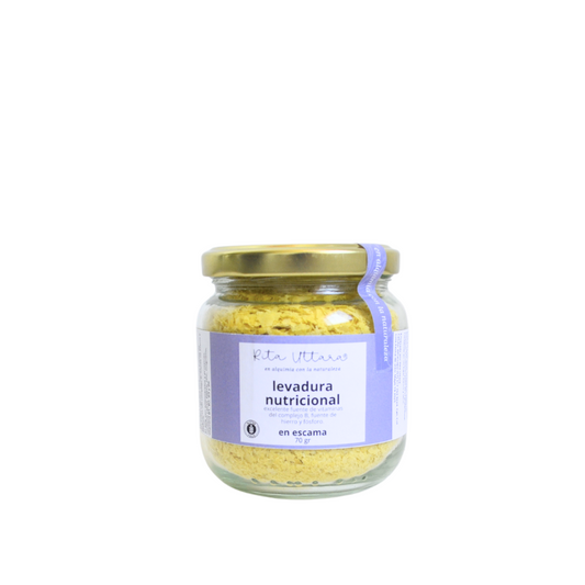 Nutritional yeast flakes x 70 g. Vegetable protein. Strengthens the immune system and nervous system. Cares for hair, skin, and nails. Recommended for high-performance athletes. Antioxidant.