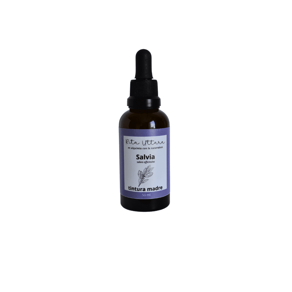 Salvia orgánica en gotas 50 ml. Reguladora hormonal, purifica la sangre. Útil en caso de menstruación dolorosa, escasa o irregular. Ayuda en caso de infección vaginal. Sofocos Menopausia. Tintura