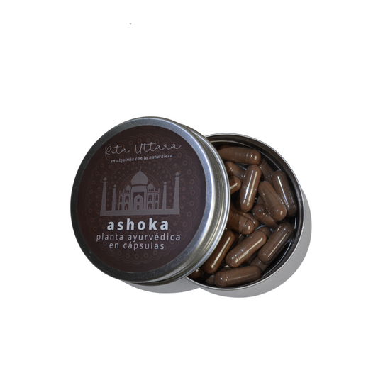 Ashoka Organic. Capsules. Relief from menstrual disorders. Heavy periods. Vaginal conditions. Leucorrhea. Purifies the blood. Reusable container. Ayurvedic herb.