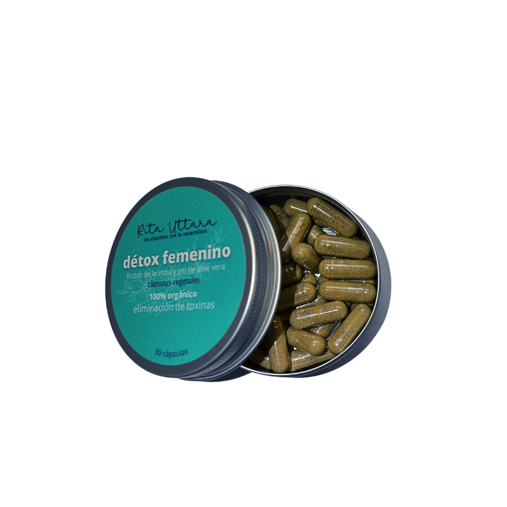 Détox femenino Cápsulas x 30. Alternativa natural orgánica limpieza cuerpo, trata síntomas menstruaciones dolorosas, estreñimiento. Cuida la piel. Fortalece el sistema inmune