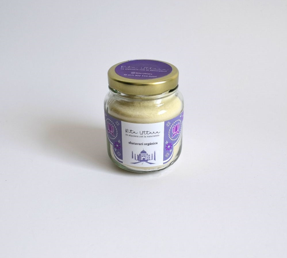 Shatavari orgánica en polvo. Mejor tónico rejuvenecedor de la mujer. Ayuda en procesos de síndrome premenstrual, trastornos menstruales, menopausia, libido baja. Hierba ayurveda