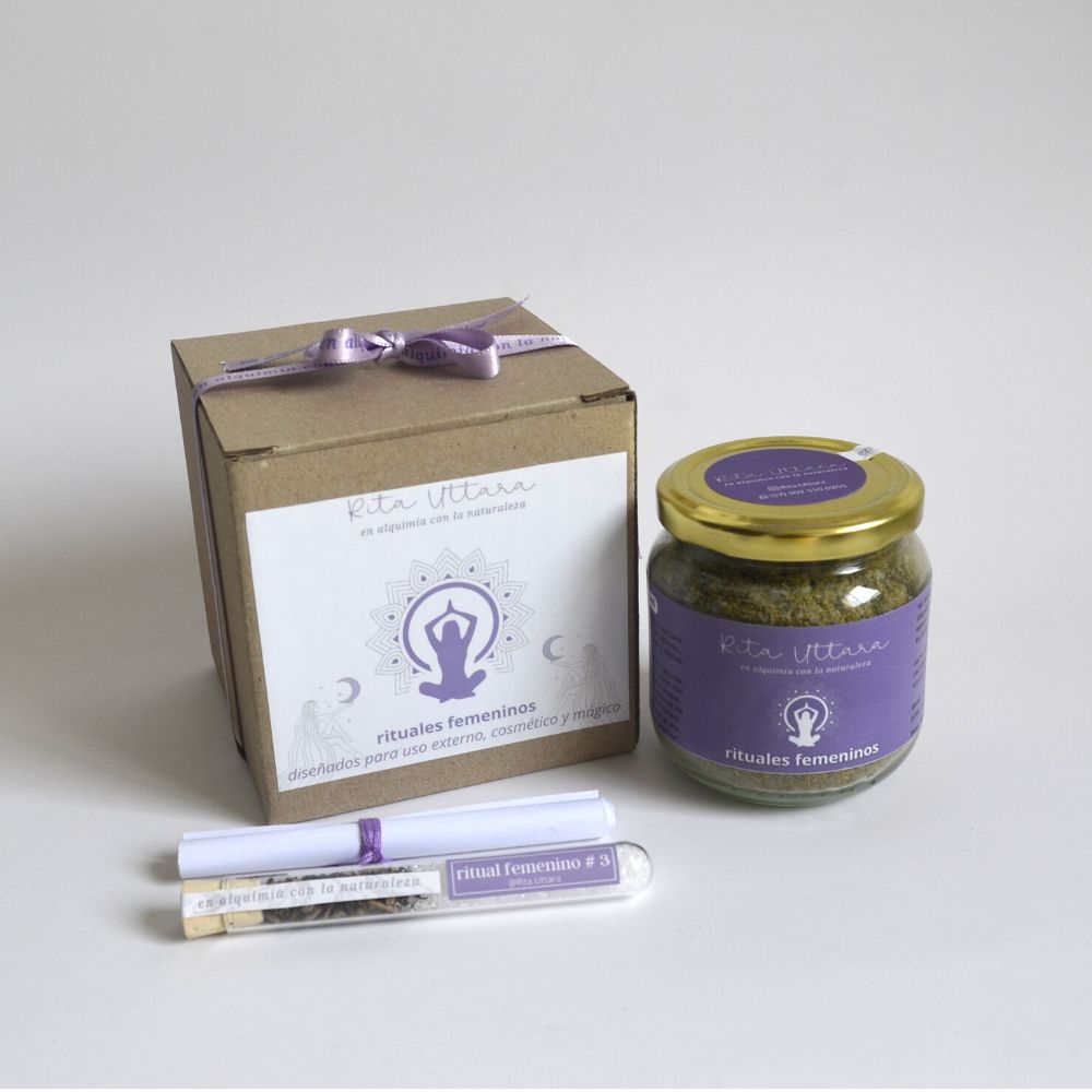 Ritual femenino de Prosperidad x 160 gramos. Incluye: pócima sorpresa, palabras de poder, instrucciones y caja de empaque. Diseñado solo para uso externo, cosmético y mágico