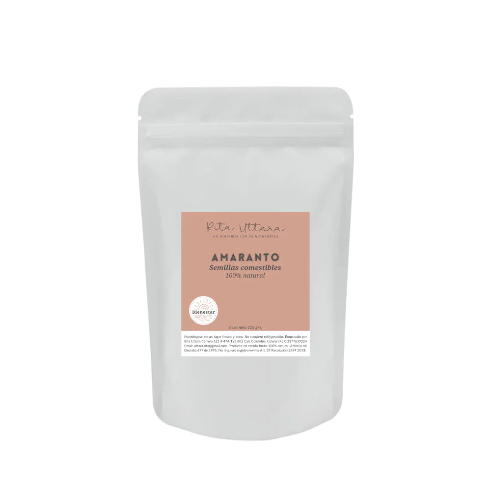 Amaranto. Semillas. 100% Natural. Bolsa resellable x 125 grs. Alimento de la alegría. Alivia síntomas síndrome premenstrual. Fortalece cabello, piel. Omega 3