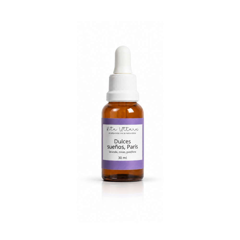 Sweet dreams, Paris. Botanical extract in drops useful in cases of insomnia, anxiety, stress. Relaxing effect. Contains organic lavender and rose flowers. Bottle x 30ml
