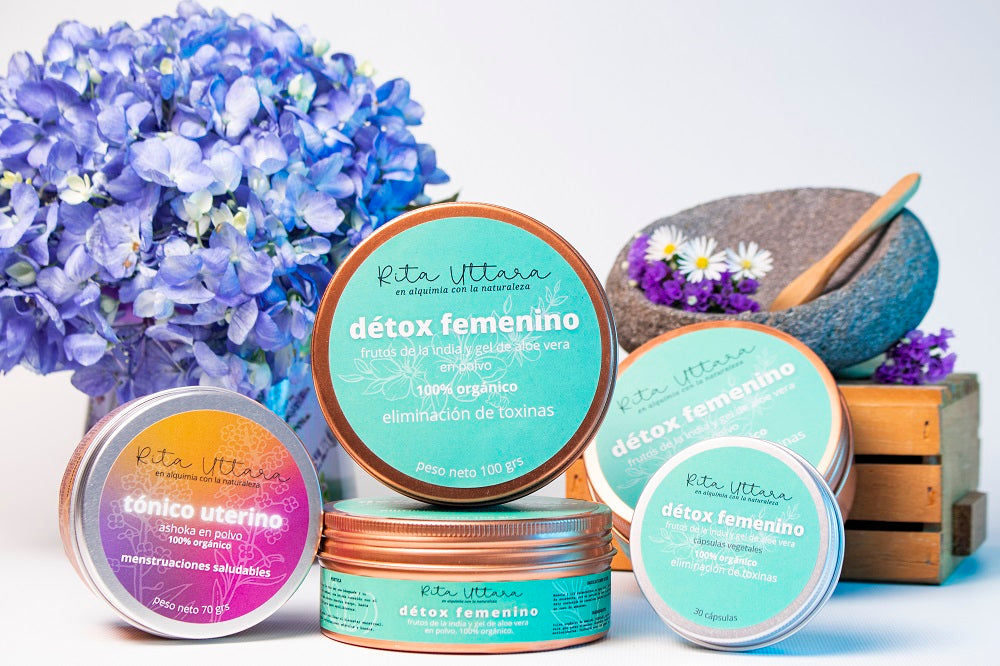 Détox femenino Cápsulas x 30. Alternativa natural orgánica limpieza cuerpo, trata síntomas menstruaciones dolorosas, estreñimiento. Cuida la piel. Fortalece el sistema inmune