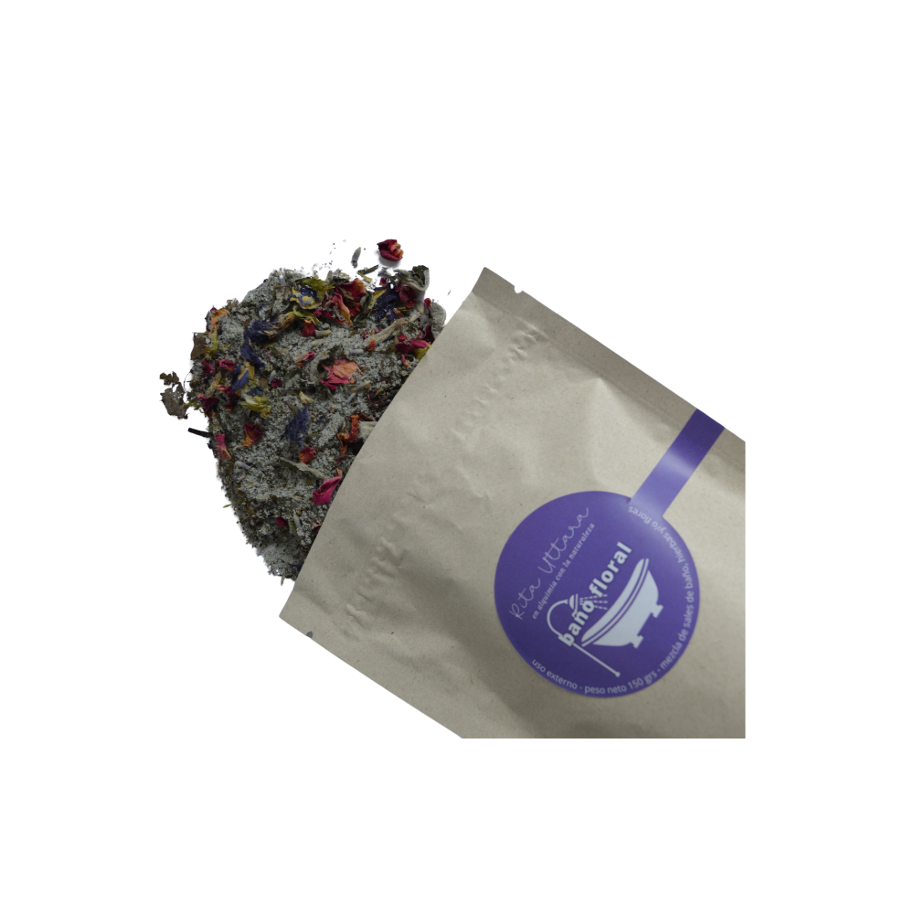 Refill Baño Floral Rita Uttara x 150 gr. Flores orgánicas: Lavanda, Mariposa azul, Rosas. Hibisco. Efecto Antiinflamatorio, Relajante, Dolor menstrual. Mejora el sueño. Mejora la circulación. Elimina toxinas